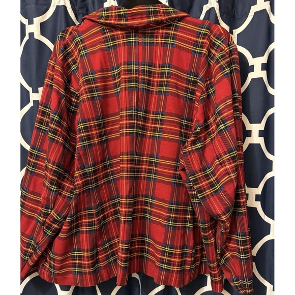 Betsey Johnson Torrid Plaid Tartan Red Blazer Jacket 4XL Punk Stretch - Picture 3 of 5